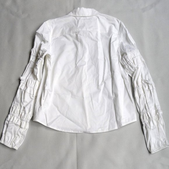 NWT$295 Alexis Ruffled Long Sleeve Button Up Shirt Poplin Cotton Blouse Top Sz S - Picture 9 of 12